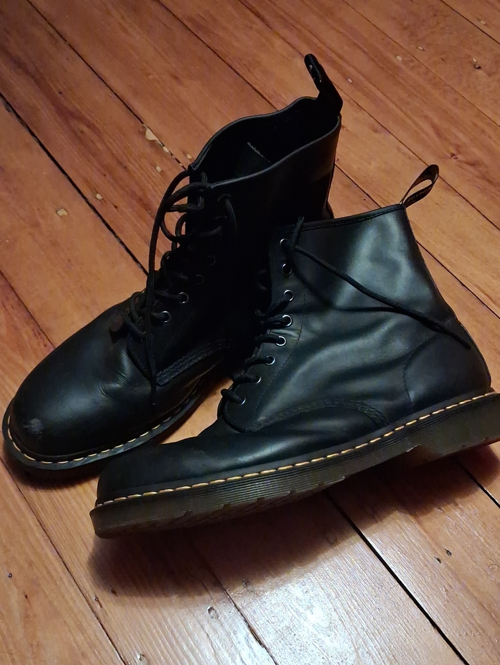 Dr. Martens Black Leather 8-Eye Lace-Up Boots Mens US 13